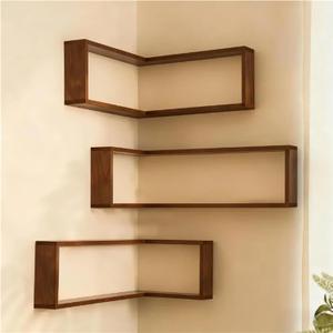 Smart Corner Shelves that Light up Your Space, Set of 3 Corner Floating Storage Shelves,Wooden Wall-Mounted Corner Shelf Display Rack, Space-Saving (Set of 3(LED Light not Included))