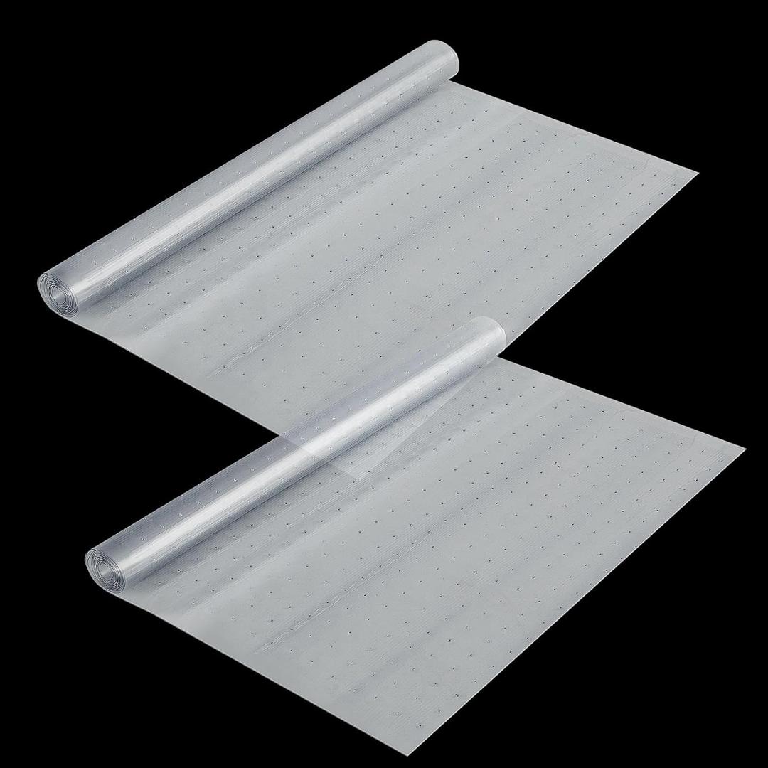Tinideya 2 Rolls 27 in x 6 ft x 0.017 in Clear Plastic Floor Protector PVC Runner with Grippers Non Slip Stain Resistant Floor Mat Ribbed Covering for Carpet Rug High Traffic Hallway Entrance