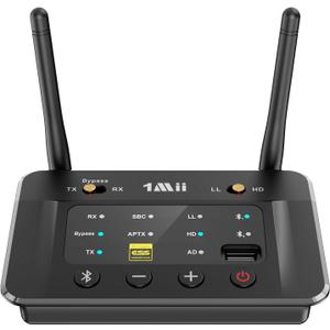 1Mii B03S Bluetooth 5.3 Transmitter Receiver for TV Home Stereo, Wireless Audio Adapters with Audiophile DAC, aptX Adaptive/ LL/ HD, Dual Link, Optical RCA AUX 3.5mm Inputs/ Outputs