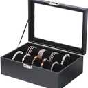 Bracelet Holder Organizer Box, Jewelry Storage Case with 2 Rods, Bangle Watch Display Tray for Women Girls (Black)