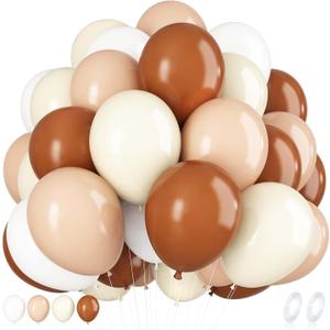50PCS Brown Neutral and White Balloons,Brown Neutral White Balloon Arch Kit Party Decorations,Suitable for Birthday Wedding Baby Shower Bride Party Decoration (Brown Skin Color)