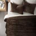 EVERGRACE Velvet Quilt Set Queen Size, Luxurious Soft Striped Channel Bedding Set, Lightweight Velvet Comforter for All Season, Oversized Bedspread Coverlet with 2 Matching Shams, Walnut Brown, Full/Queen