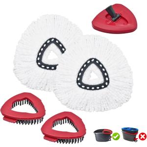 Mop Replace Head for O Cedar, Mop Heads Replacements for Ocedar, Spin Mop Replacement Head for Ocedar Easy Wring 1 Tank System, Include 2 Pack Spin Mop Refills & 2 Scrubber Mop Head & 1 Pack Mop Base