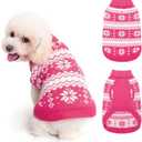 KOOLTAIL Cable Knit Dog Sweater Turtleneck, Cold Weather Pullover Classic Knitwear, Snowflake Pattern Thick Warm Winter Pet Clothes, Dog Christmas Sweater for Small Medium Large Dogs Girl, Pink S/M