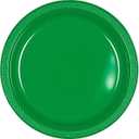 Vibrant Round Festive Green Plastic Plates - 9" (10 Packs of 20) - Premium Quality Design, Ideal for Any Event or Party - 200 Pc.