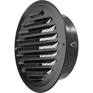 6 Inch Stainless Steel Air Vents Round Black Soffit Vent Cover Air Vent Flat Ducting Air Outlet with Built-in Fine Mesh for Kitchen, Bathroom, Garage, Office and Warehouse Ventilation