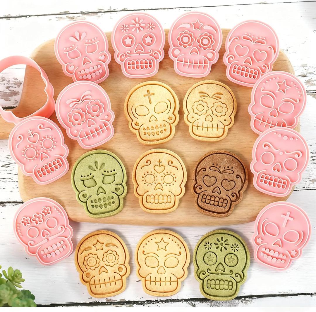 2 x 10Pcs Mini Halloween Cookie Cutters Different Ghost Modeling Design 10 Skull Designs with Different Facial Shapes, Cute for Kids Holiday Baking