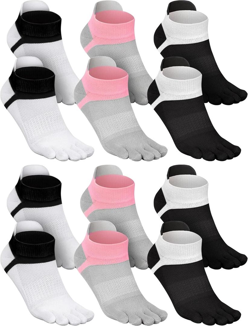 6 Pairs Women Men Ankle Toe Socks Cotton Warm Toe Separator Socks for Athletic Running (5-9, Assorted Colors)