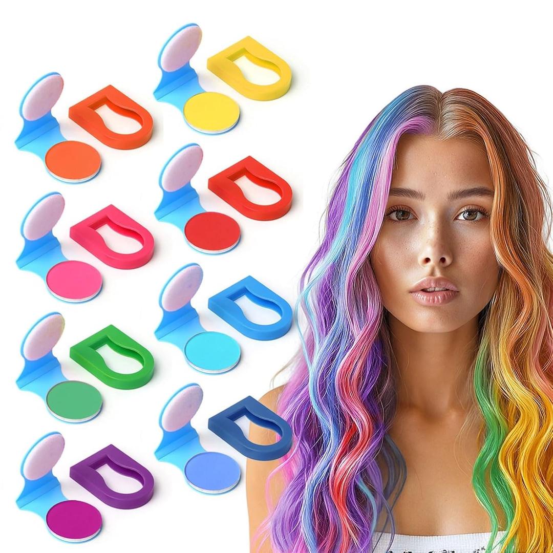8 Colors Temporary Hair Chalk Hair Dye For Girls Kids Adults, Washable Hair Color Makeup For Sport Events Halloween Christmas Birthday Cosplay Festivals Hair DIY Party (1 Count (Pack of 1))