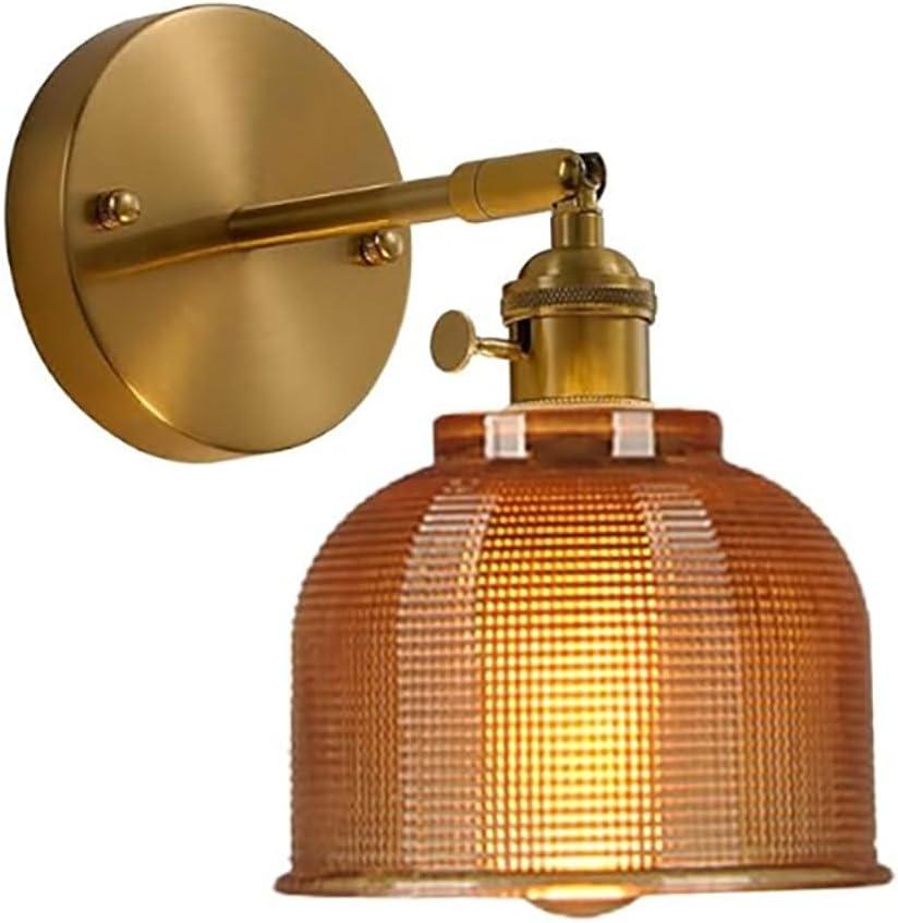 Duty Heavy Amber Glass Vintage Retro Farmhouse Mini Wall Lamp Sconces Gold Brass Finish Wall Light for Kitchen Island Bedside (Amber)