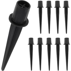 RTNLIT Metal Solar Light Stakes Replacement, Outdoor Ground Spikes for Garden Landscape Yard Pathway Patio Lamp Pole, 0.75 x 5.3 inch (Pack of 10, Black)