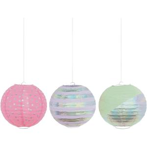 Dazzling Foil Lanterns - 9.5" (Pack of 3) - Versatile & Eye-catching Decor, Great for Any Event, Opalescent