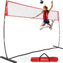 Volleyball Net, 12ft Training Set Height Adjustable, Portable Freestanding Practice for Hitting or Serving Drills, Pop up With Carry Bag for Backyard or Outdoor