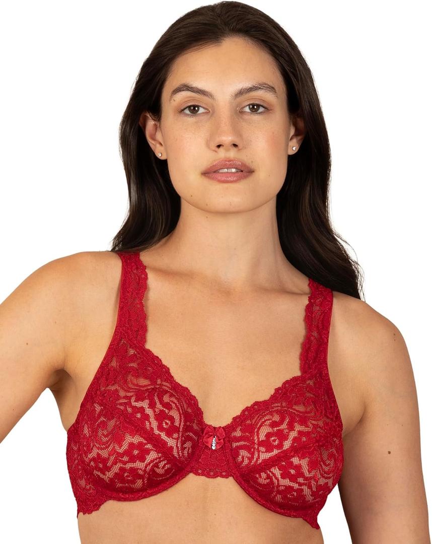 Smart & Sexy Women's Signature Lace Unlined-Underwire Bra (38DDD, No No Red)
