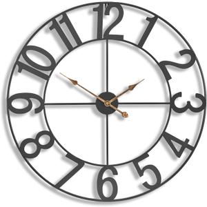 Sorbus 32-Inch Large Wall Clock  Decorative Black Metal Clock with Gold Hands  Silent, Battery Operated, Modern Wall Decor for Living Room, Kitchen, or Office  Great Gift for Housewarming or Office Sorbus 32-Inch Large Wall Clock  Decorative Black Metal Clock with Gold Hands  Silent, Battery Operated, Modern Wall Decor for Living Room, Kitchen, or Office  Great Gift for Housewarming or Office