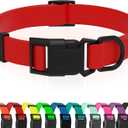 Waterproof Dog Collar, Easy to Clean Rubber Dog Collars with Quick Release Buckle Fits Small Medium or Large Dogs (Red, L (15.4-24.8 inch))
