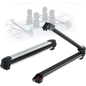 VEVOR Ski & Snowboard Roof Rack, Carry up to 6 Pairs of Skis or 4 Snowboards, 2 PCS Aluminum Universal Car Roof Rack with Lock & Rubber Padding, Carrier for Fishing Rod, Fit Most Slotted Crossbars