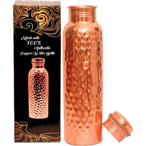 Copper Water Bottle - 34oz - Handcrafted Ayurvedic 100% Pure Copper Water Bottle for Drinking |Men & Women| Leak-Proof Lid BPA Free Non-Insulated & Eco Friendly with Premium Quality for Sport & Travel