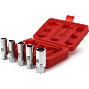 5PCS Magnetic Spark Plug Socket Set Includes 14mm 16mm Thin Wall Socket and 9/16-inch 5/8-inch and 13/16-inch Sockets 3/8-inch Drive Magnet Retains Spark Plugs