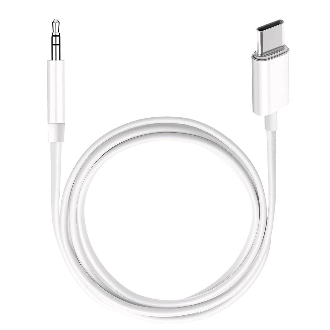 USB C to 3.5mm Audio Aux Jack Cable,3.3 ft, aux Cord for iPhone,Type C to 3.5mm Aux Headphone Stereo Cord Car Cable Compatible with iPhone 15/15 Pro Max, Samsung Galaxy S23 S22 Note 20(White)