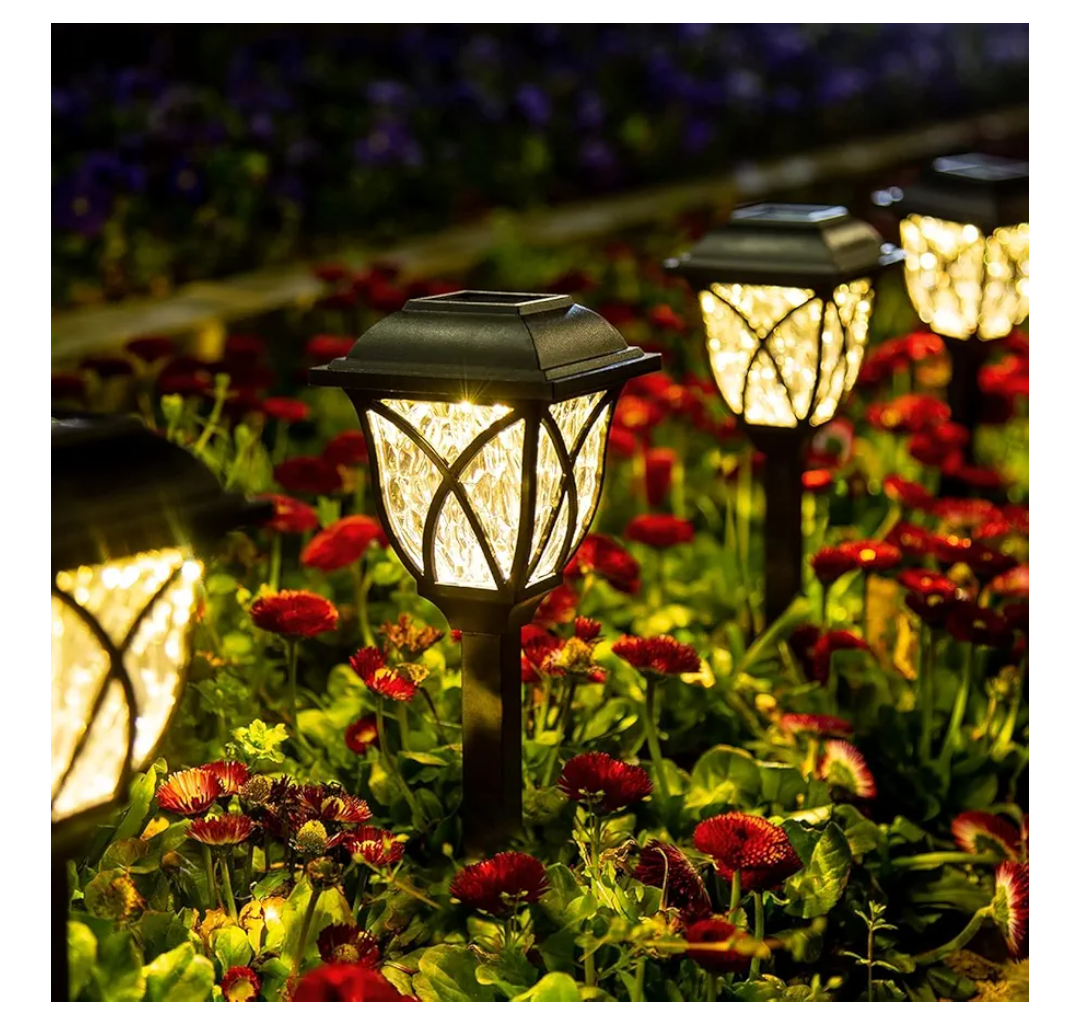 GIGALUMI Solar Lights Outdoor Waterproof, 5 Pack LED Solar Garden Lights, Outdoor Decorations, Garden Decor for Yard, Patio, Landscape, Planter, Walkway (Warm White)