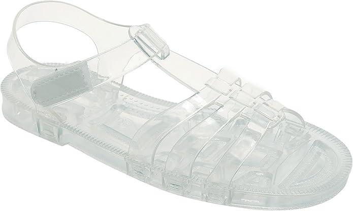 JIOMIJIOMI Toddler Sandals Jelly Shoes Girls Unisex Boy Flat Retro Slides Clear Kids Water Slippers Slingback Summer Beach Size 5 Adjustable Buckle Glitter Dress Soft | Sandals (White)