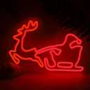 Christmas Neon Sign Reindeer Dimmable USB Powered Santa Claus LED Light Elk Deer Wall Dcor Gift for Bar Game Room Man Cave Bedroom Garage Decorations 14.2 * 9.6in