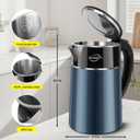 Electric Kettle 1.8L, 1350W Fast Boiling Tea Kettle and Hot Water Boiler, Double Wall Cool Touch Design with 100% Stainless Steel Interior, Auto Shut-Off & Boil-Dry Protection, Black and Navy Blue