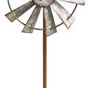 CWI Gifts Simple Windmill Table Sitter - 10 inch Galvanized Metal Windmill - Farmhouse Tabletop Decor