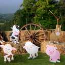 Pinkunn 5 Pcs Farm Animal Yard Party Signs Decoration, 15.7-21.7 inch Farm Animal Cardboard Cutouts Thanksgiving Party Lawn Decoration for Farmhouse Theme Barnyard Birthday Baby Shower Yard Decor