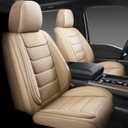 Full Coverage Faux Leather Car Seat Covers,Automotive Seat Covers for Cars,SUVs Pick-up Truck, Car Seat Cushion, Beige Seat Covers,Front Seat Cover,Car Seat Protector