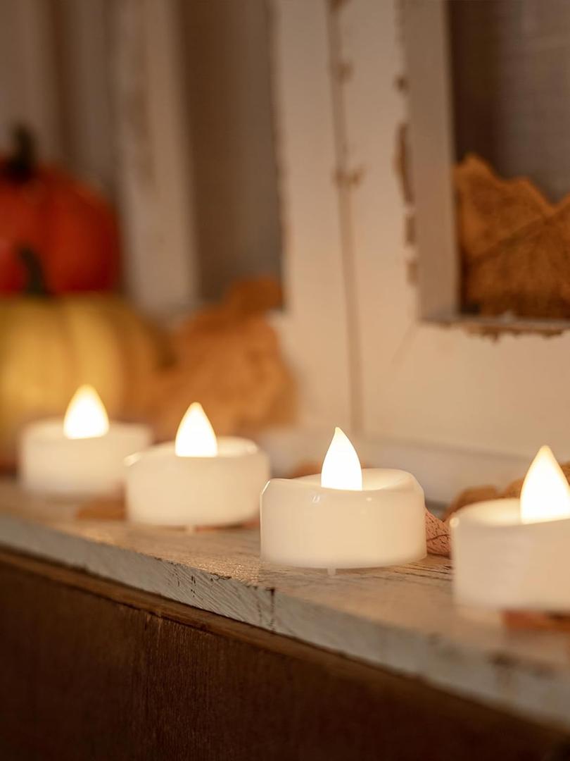12-Pack Tea Lights Candles Battery Operated Bulk, Flameless Tealight Candles, Realistic Tea Lights for Halloween Christmas Wedding Table