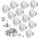 Jean Buttons for Loose Jeans, Button Pins for Jeans to Make Smaller, No Sew Button Replacement, Adjustable and Reusable Waist Tightener (12) (Silver)