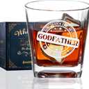 Onebttl Godfather Gifts, Whiskey Glass Funny Gift Idea for The Best Godfather for Proposal, Christmas, Birthday, Box and Greeting Card Included - THE MAN THE MYTH THE LEGEND