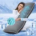 YZ HOME Cooling Body Pillow for Adults- Pillow Insert with Shredded Blue Memory Foam, Soft Support for Side Sleepper, Pregnant Women, Back Pain Relief, Washable Pillowcase (20x54 Inch, Grey), 20 Inchx54 Inch