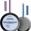 Carbon Steel Frying Pan Set, 10 & 12 Inch Nitrided Skillets | Multiple Cooking Sizes with Natural Patina Development; Ideal for Daily Cooking & High-heat Recipes
