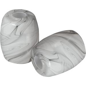 2pcs Oval Shaped Glass Lamp Shades Replacement Globe or Cover with Faux Marble Texture Finish 1-5/8-inch 4.7" of Diameter 5.6" of Height for Pendant Light G0084
