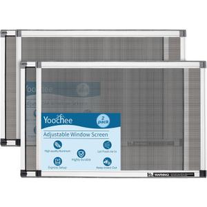 Expandable Window Screen, 2 Pack Adjustable Window Screen (15" H x 21" - 40" W) - Medium Replacement Window Screens with Frame, Durable Replacement Screen for Window