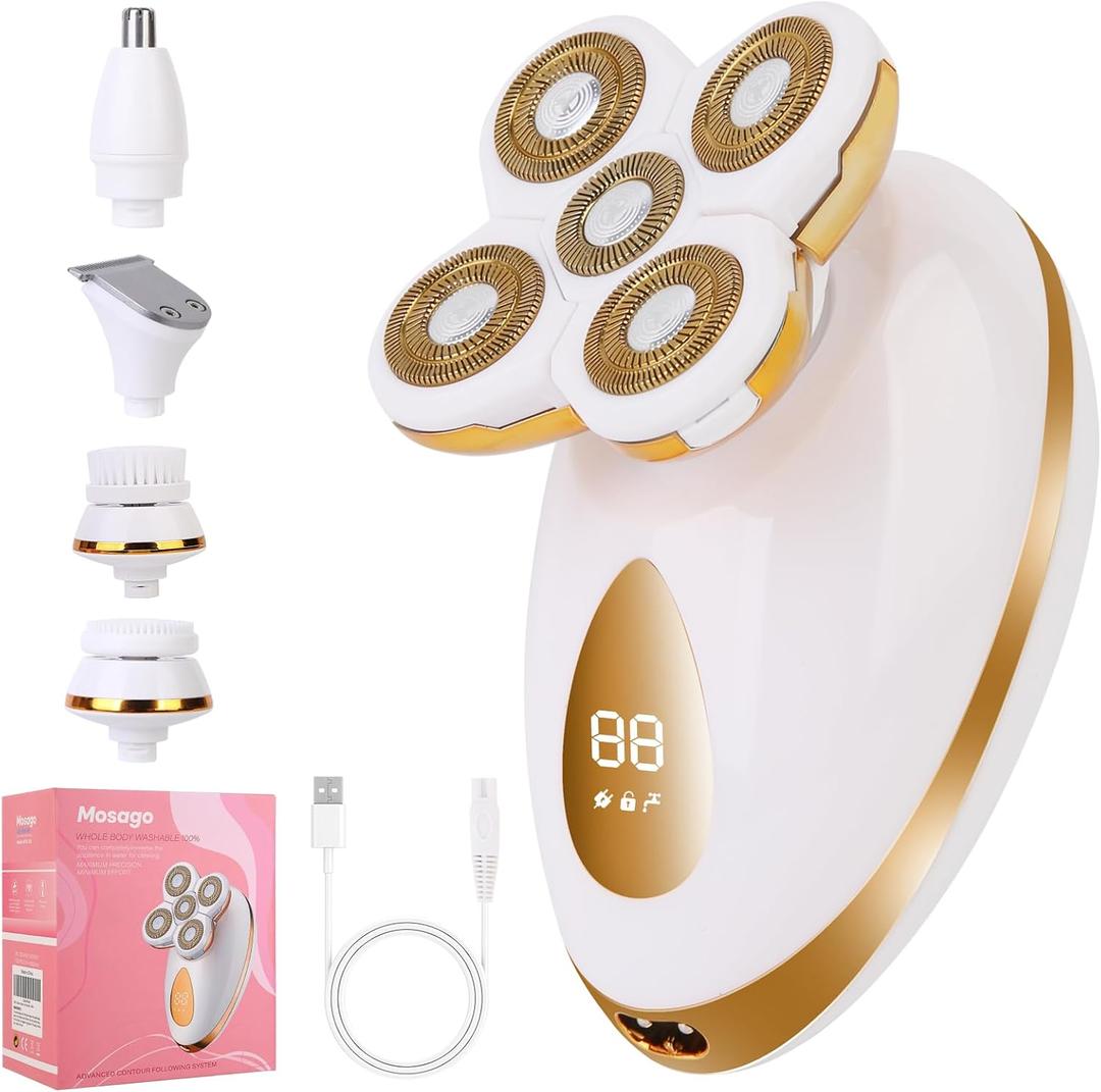 Electric Razors for Women, 5 in 1 Painless Rechargeable Dusk Shaver Womens, Women's Shavers Everything, Lady Leg/Bikini/Face Hair Removal Products, Female Wet Dry Shaving Machine