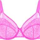 HSIA Minimizer Bras for Women Enchante Full Coverage Underwire Bras Plus Size Lifting Floral Lace Bra for Heavy Breast (36I, Hot Pink)