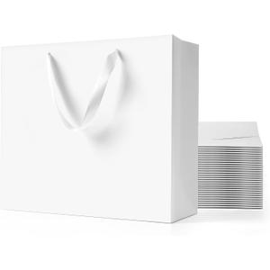 MOXARYSU White Gift Bags With Handles: 12.5x4.5x11 Inch 30pcs Large Paper Gags Bulk For Birthday Wedding Party Shopping