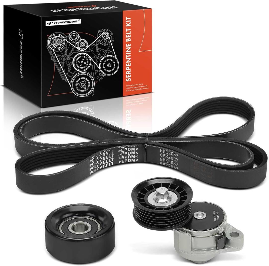 A-Premium Engine Serpentine Belt Drive Kit with Tensioner & Idler Pulley Compatible with Chevrolet Corvette 1997 1998 2002 2003 2004, 5.7L, 3-PC Set