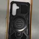 Vaki for Samsung Galaxy S25 Case with Tempered Glass Screen Protector, Heavy Duty Military Grade Shockproof Protective Cover 360 Ring Magnetic Kickstand Armor Cell Phone Case for Samsung S25 (Black)