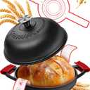 Dutch Oven Bread Baking Pot with Lid 6QT Enameled Cast Iron Oven, Matte Black Design & Sourdough Kit (Silicone Sling) for Artisan Bread Making