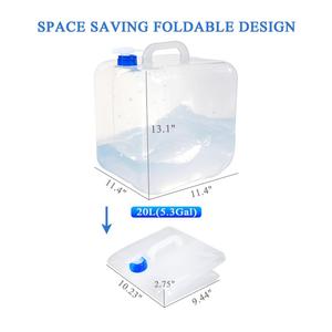 Collapsible Water Container with Spigot & Hook, BPA Free Water Jug, Foldable Carrier Bucket, Water Storage Container for Camping Hiking Survival Kit, 1-Pack (20L/5.3 Gallon)