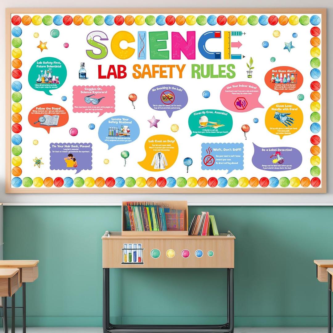 2 x Fancy Land Science Bulletin Board Set for Back to School Decorations 81 Pcs