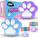 4 x 3.15in Cat Paws Squishies Toys for Stress Relief,Stick Squishy,Kawaii Mochi Squishy Sensory Toys(2Pcs-Blue+Purple)