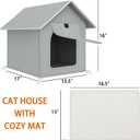 Loyareal Outdoor Cat House with Cozy Cushion, Waterproof Insulated Cat Houses for Outdoor Cats, Shelter for Feral Pet Outside, Design for All Weather, Light Grey