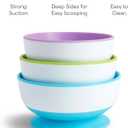 Munchkin Stay Put Suction Bowls for Baby and Toddler, 3 Pack, Blue/Green/Purple