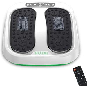 ROTAI Shiatsu Foot Massager Pain Sore Feet Calves Relief Vibration and Rotation Acupressure Systems Improve Circulation Electric Device with Remote Control White